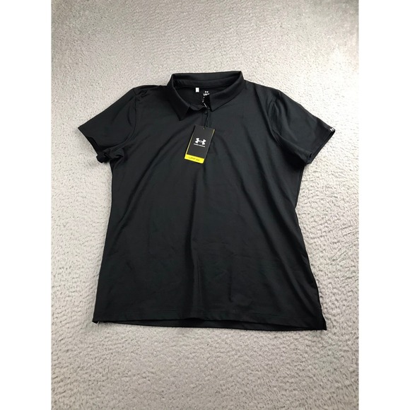 Under Armour Tops - Under Armour UA T2G Golf Polo Women Large Black Fitted Short Sleeve UPF 50 NWT
